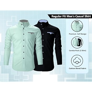 FINIVO FASHION Mens Solid Regular Fit Shirt