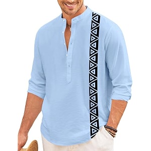 FINIVO FASHION Mens Short Kurta with Printed
