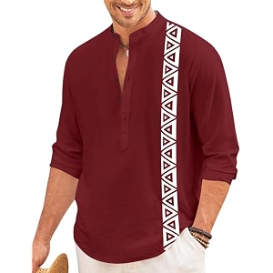 FINIVO FASHION Mens Short Kurta with Printed