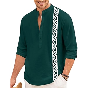 FINIVO FASHION Mens Short Kurta with Printed