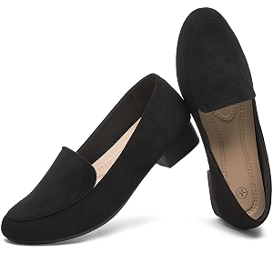 FINIWOR Womens Chunky Low Heel Pumps Suede