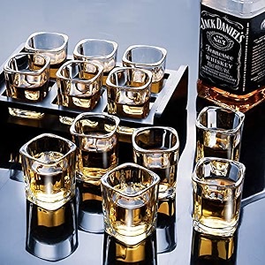 finster heavy base square shot glass set of 12 vodka tequila shot glasses 60 ml crystal glass transparent