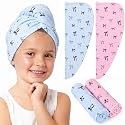 FIOBEE Microfiber Hair Towel Wrap for Kid Girls Rapid Drying Hair Turbans