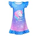 Fiodrimy Girls Nightgowns Unicorn Sleepwear Night Sleep Dress Pajamas Little Kids Toddler Soft Nightgown