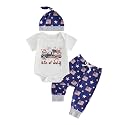 FIOMVA My First 4th of July Outfit Baby Boy Car American Flag Romper Onesie Star Flag Pants Hat Set Fourth of July Clothes