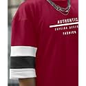 Men's Cottonblend Half Sleeve Printed Oversized T-Shirts (Medium, Maroon)