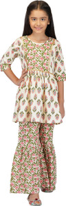 fionafeb girls casual dhoti  kurta set beige pack of 1