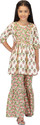 FIONAFEB Girls Casual Dhoti & Kurta Set (Beige Pack of 1)