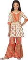 FIONAFEB Girls Casual Dhoti & Kurta Set (Orange Pack of 1)