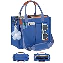 FIORETTO Womens Canvas Tote Bag Purse with Individual Compartment, Zipper Top, Reinforced Bottom &amp; Luggage Sleeve