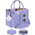 FIORETTO Womens Canvas Tote Bag Purse with Individual Compartment, Zipper Top, Reinforced Bottom &amp; Luggage Sleeve