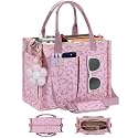FIORETTO Womens Canvas Tote Bag Purse with Individual Compartment, Zipper Top, Reinforced Bottom &amp; Luggage Sleeve