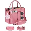 FIORETTO Womens Canvas Tote Bag Purse with Individual Compartment, Zipper Top, Reinforced Bottom &amp; Luggage Sleeve