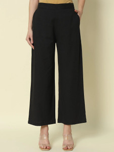 FIORRA Relaxed Women Black Trousers