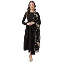 FIORRA Women39s Black Poly Crepe A-line Kurta