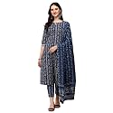 FIORRA Women39s Blue Pure Cotton Straight Kurta