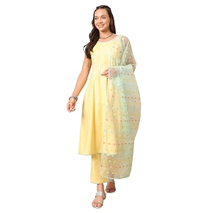 FIORRA Womens Cotton Kurta Pant With Dupatta