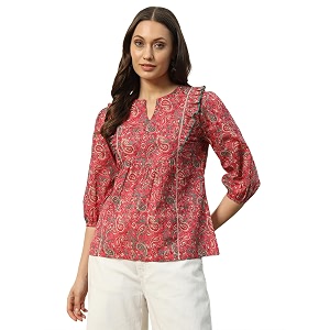 FIORRA Womens Cotton Regular Fit Top