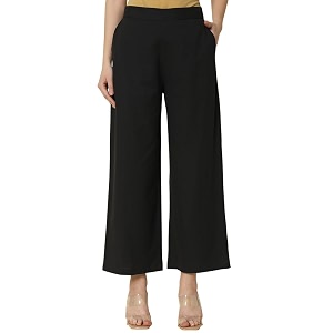 FIORRA Womens Loose Mid Rise Cotton Solid