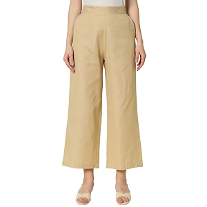FIORRA Womens Loose Mid Rise Cotton Solid