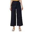 FIORRA Womens Loose Mid Rise Cotton Solid