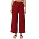 FIORRA Womens Loose Mid Rise Cotton Solid