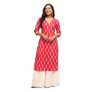 FIORRA Womens Cotton Straight Fit Straight Kurta