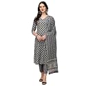 FIORRA Women39s Grey Cotton Straight Kurta with