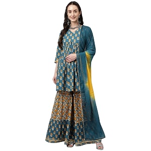 FIORRA Womens Mor Peach Pure Cotton Flared