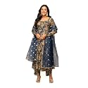 FIORRA Women39s Navy Blue Cotton A-line Kurta