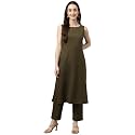 FIORRA Women39s Olive Green Rayon Straight Kurta