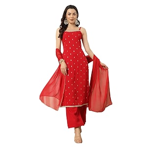 FIORRA Womens Red Crepe Kurta and Palazzo