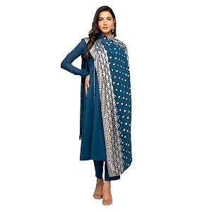FIORRA Womens Teal Blue Crepe A-line Kurta