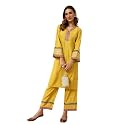 FIORRA Women39s Yellow Chanderi Straight Kurta and