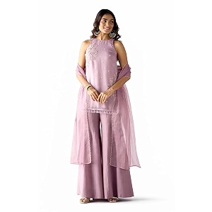 FIORRA Women Lavender Crush Organza Hand-Worked Straight