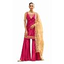 FIORRA Women Rani Pink Ice Velvet Embroidered