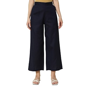 FIORRA Womens Loose Mid Rise Cotton Solid
