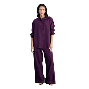 FIORRA Womens Linen-Blend Loose Relaxed Fit Co-Ord