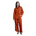 FIORRA Womens Linen-Blend Loose Relaxed Fit Co-Ord