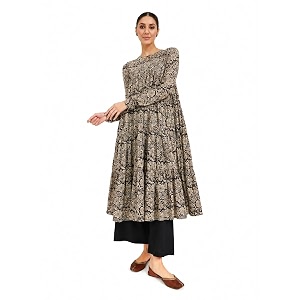 FIORRA Womens Paisley Printed Pure Cotton Anarkali