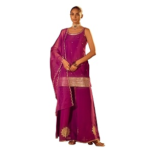 FIORRA Womens Purple Viscose Chanderi Gotta Patti