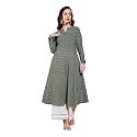 FIORRA Womens Turquoise Floral Printed Anarkali Kurta