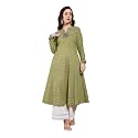 FIORRA Womens Turquoise Floral Printed Anarkali Kurta