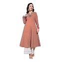 FIORRA Womens Turquoise Floral Printed Anarkali Kurta