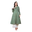 FIORRA Womens Turquoise Floral Printed Anarkali Kurta