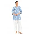 FIORRA Women Sky Blue Floral Printed Lace