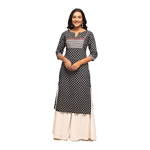 FIORRA Womens Cotton Straight Fit Floral Printed