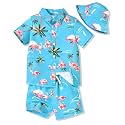 fioukiay Toddler Baby Boy Summer Outfits Little Kids Hawaiian Clothes Short Sets Floral Top Bowtie Shirt