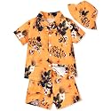 fioukiay Toddler Baby Boy Summer Outfits Little Kids Hawaiian Clothes Short Sets Floral Top Bowtie Shirt