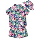 fioukiay Toddler Baby Boy Summer Outfits Little Kids Hawaiian Clothes Short Sets Floral Top Bowtie Shirt